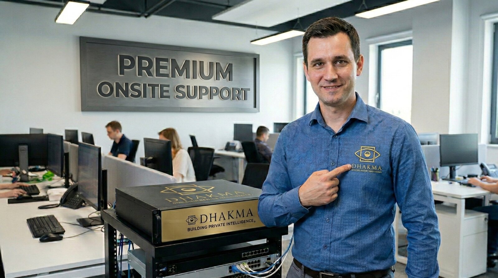 Premium onsite support — a Dhakma engineer deploys to your location
